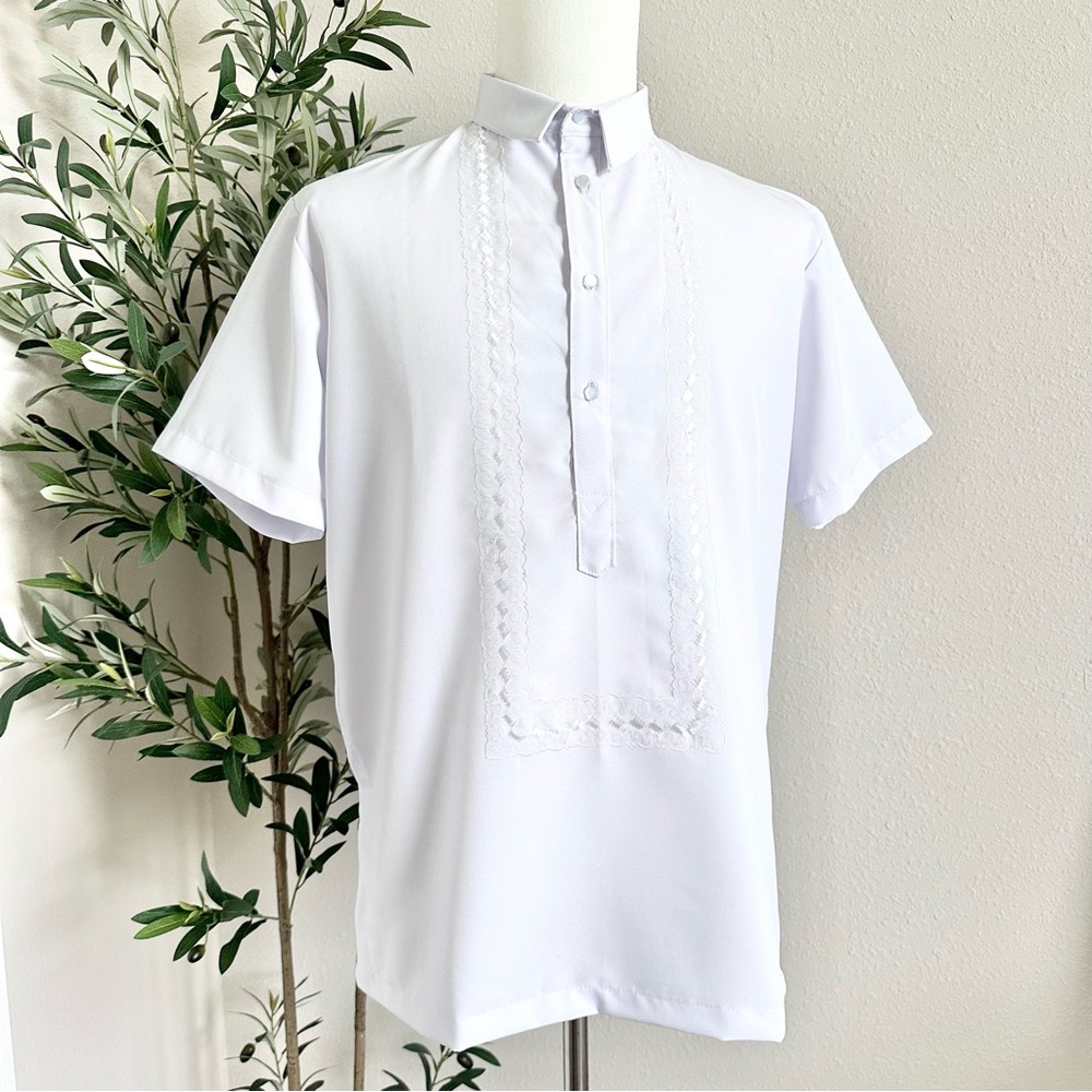 White Hugo Polo Barong Tagalog